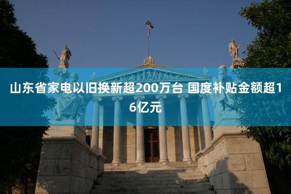 山东省家电以旧换新超200万台 国度补贴金额超16亿元