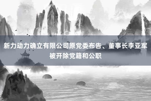 新力动力确立有限公司原党委布告、董事长李亚军被开除党籍和公职